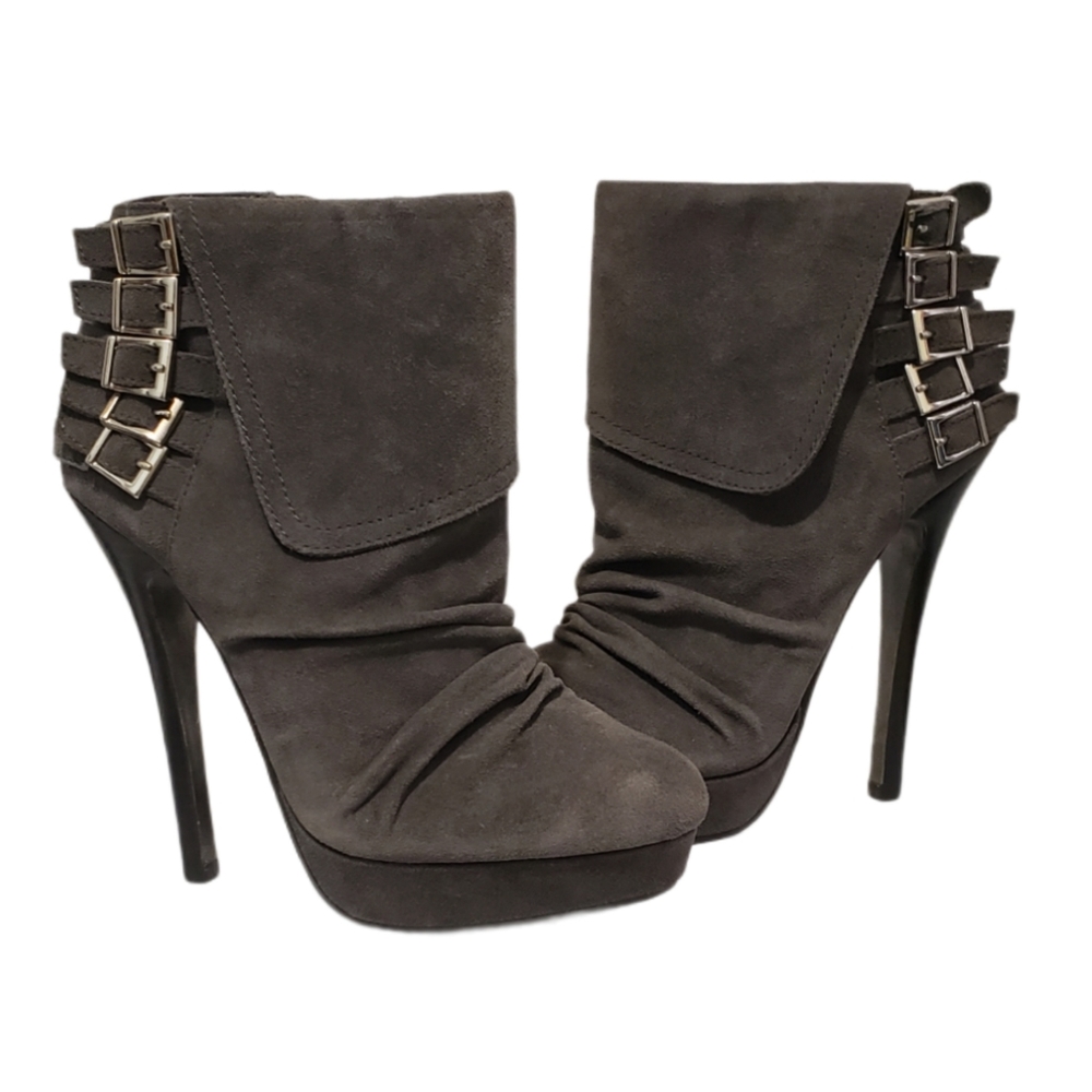Naughty Monkey Gray Strappy Stiletto Boots